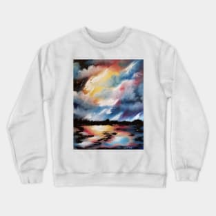 Moody Sunset, Dark Sunset, Night Sunset, Blue, White and Red Sunset, skyscape, waterscape, abstract sunset Crewneck Sweatshirt